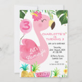 Roze Flamingo Foliage Flamingle Birthday Kaart (Voorkant)