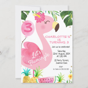 Roze Flamingo Foliage Flamingle Birthday Kaart