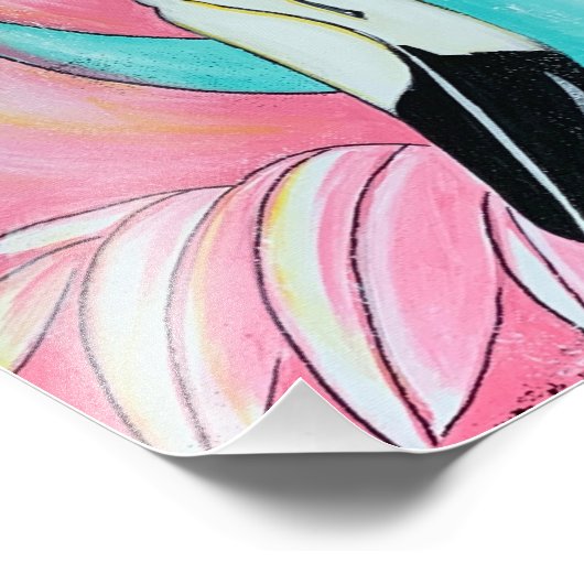 Roze flamingo foto afdruk (Hoek)