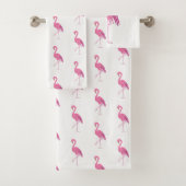  roze flamingo, fuchsia en white bad handdoek (Insitu)