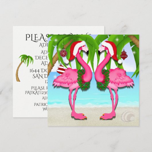 Roze Flamingo Fun Invitation #vakantiz Kaart (Voorkant / Achterkant)