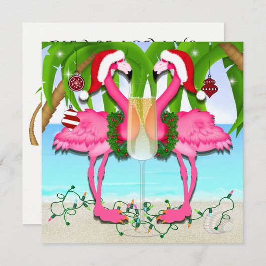 Roze Flamingo Fun Invitation #vakantiz Kaart (Voorkant / Achterkant)