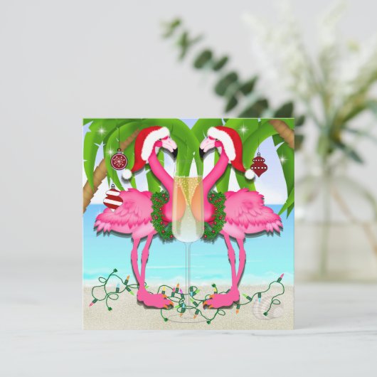 Roze Flamingo Fun Invitation #vakantiz Kaart (Staand voorkant)