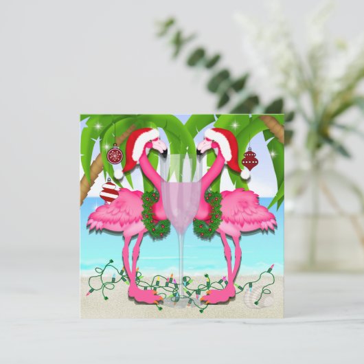 Roze Flamingo Fun Invitation #vakantiz Kaart (Staand voorkant)