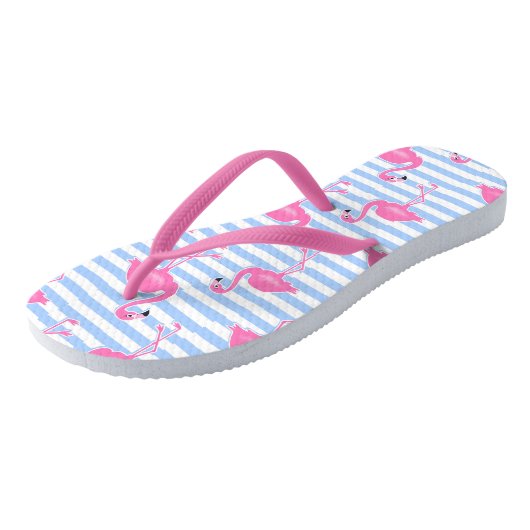 Roze Flamingo Fun Pattern Teenslippers (Schuin)