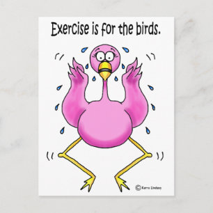 Roze Flamingo Funny Exercise is voor vogels Briefkaart
