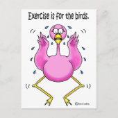 Roze Flamingo Funny Exercise is voor vogels Briefkaart (Voorkant)