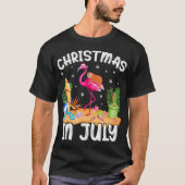 Roze Flamingo Funny Sloth Kerstmis in juli T-shirt (Voorkant)