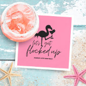 Roze Flamingo Geflockte Tropische Verjaardag Servet