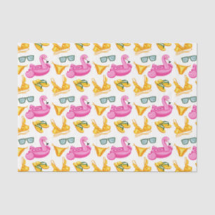 Roze Flamingo Gele Bikin (Ontwerp 81 Roze Reeks) Tissuepapier
