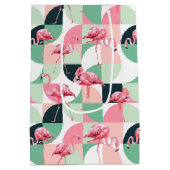 Roze Flamingo Geometrisch Patroon Medium Cadeauzakje (Achterkant)