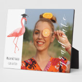 Roze flamingo gepersonaliseerd Afstuderen Foto Pla Fotoplaat (Zijkant)