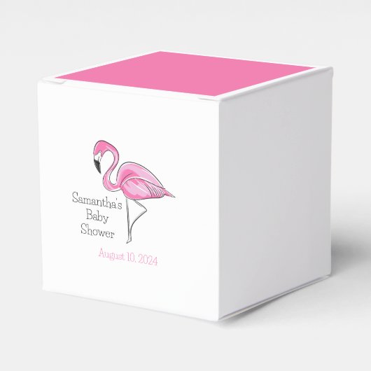 Roze Flamingo gepersonaliseerd Baby shower Bedankdoosjes (Voorkant Zijde)