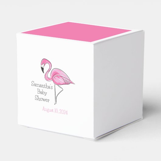 Roze Flamingo gepersonaliseerd Baby shower Bedankdoosjes (Achterkant)