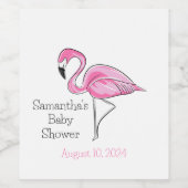Roze Flamingo gepersonaliseerd Baby shower Wijn Etiket (Enkel label)