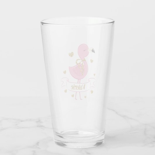 Roze Flamingo gepersonaliseerd glas met aangepaste (Achterkant)