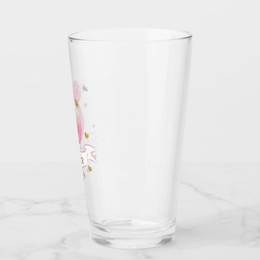 Roze Flamingo gepersonaliseerd glas met aangepaste (Links)