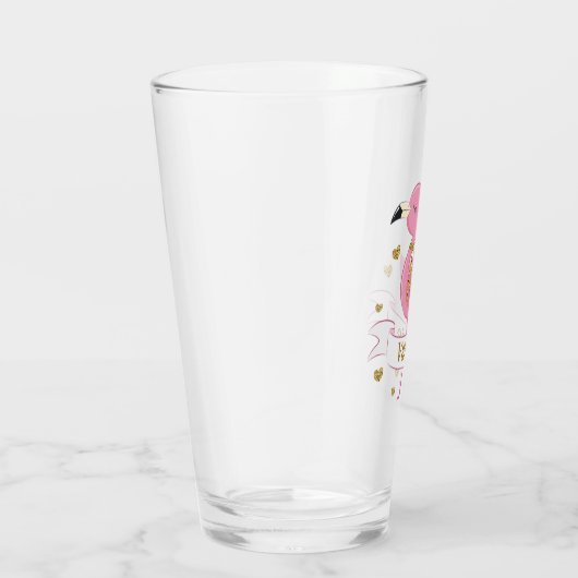 Roze Flamingo gepersonaliseerd glas met aangepaste (Rechts)