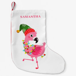 Roze Flamingo Gepersonaliseerd Kleine Kerstsok