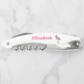 Roze Flamingo Gepersonaliseerd Kurkentrekker (Achterkant)