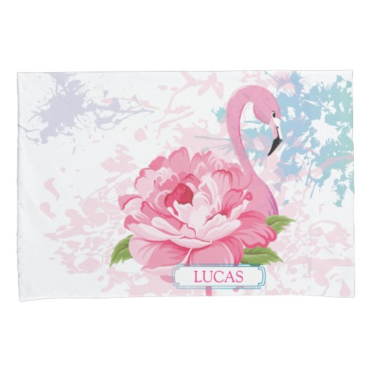Roze flamingo Gepersonaliseerd Kussensloop (Voorkant-Rechts)