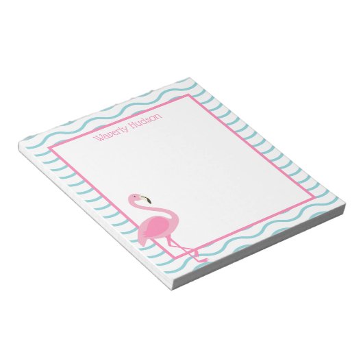 Roze Flamingo Gepersonaliseerd Notitieblok (Schuin)