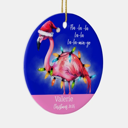 Roze Flamingo gepersonaliseerd Ornament (Rechts)