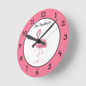 Roze Flamingo Gepersonaliseerd Ronde Klok (Hoek)