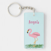 Roze Flamingo Gepersonaliseerd Sleutelhanger (Voorkant)
