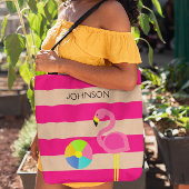 Roze Flamingo gepersonaliseerd strand Tas