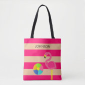 Roze Flamingo gepersonaliseerd strand Tas (Voorkant)