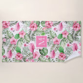Roze Flamingo Gepersonaliseerd Strandlaken (Voorkant)