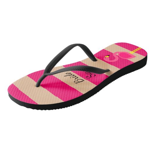 Roze Flamingo Gepersonaliseerd Teenslippers (Schuin)