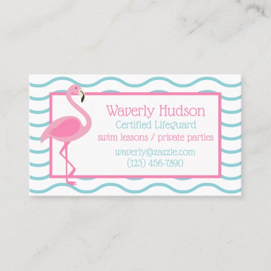 Roze Flamingo Gepersonaliseerde Business Contact K Visitekaartje (Voorkant)