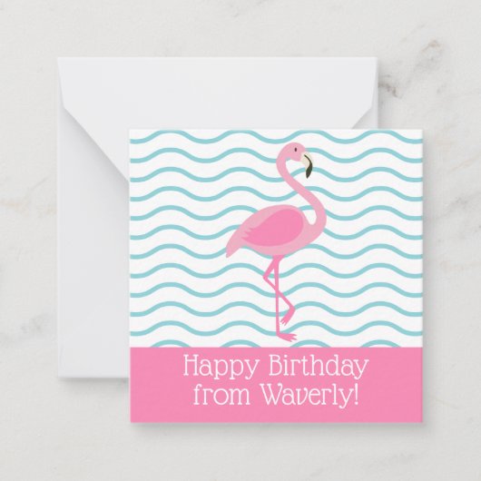 Roze Flamingo Gepersonaliseerde Gift Enclosure Kaa Notitiekaartje (Voorkant)