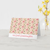 Roze Flamingo Gepersonaliseerde Girly Custom Kaart (Gele Bloem)