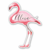 Roze Flamingo gepersonaliseerde jouw naam sticker (Voorkant)