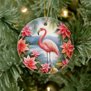 Roze Flamingo Gepersonaliseerde Kerstmis Ornament