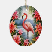 Roze Flamingo Gepersonaliseerde Kerstmis Ornament (Rechts)