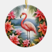 Roze Flamingo Gepersonaliseerde Kerstmis Ornament (Voorkant)
