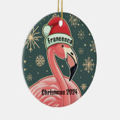 Roze Flamingo Gepersonaliseerde Kerstmis Ornament (Rechts)