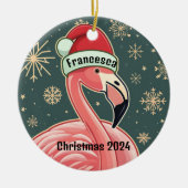 Roze Flamingo Gepersonaliseerde Kerstmis Ornament (Voorkant)