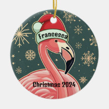 Roze Flamingo Gepersonaliseerde Kerstmis Ornament