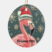 Roze Flamingo Gepersonaliseerde Kerstmis Ornament (Links)