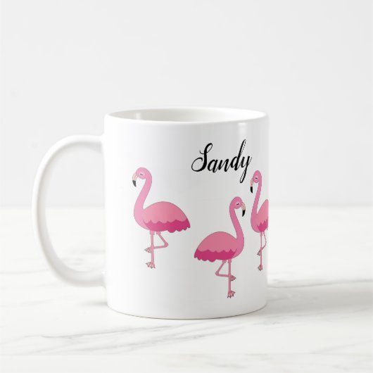Roze Flamingo Gepersonaliseerde Koffiemok (Links)