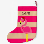 Roze flamingo gepersonaliseerde kous kleine kerstsok (Achterkant)