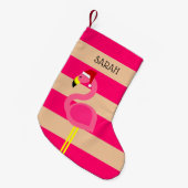 Roze flamingo gepersonaliseerde kous kleine kerstsok (Voorkant (Hangend))