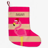 Roze flamingo gepersonaliseerde kous kleine kerstsok (Voorkant)