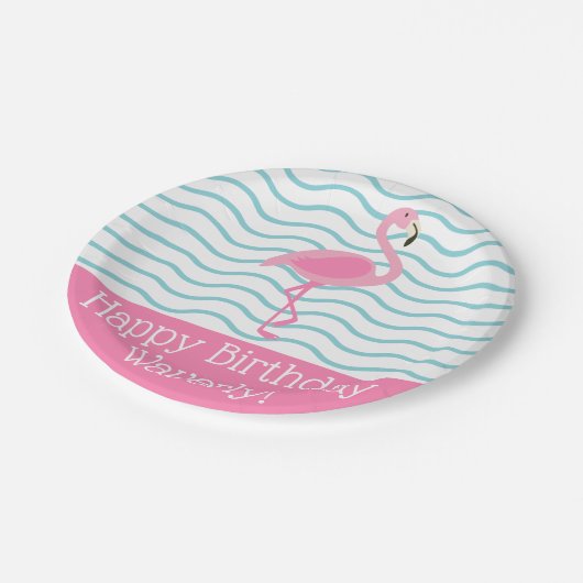 Roze Flamingo gepersonaliseerde partij Borden Papieren Bordje (Gekanteld)