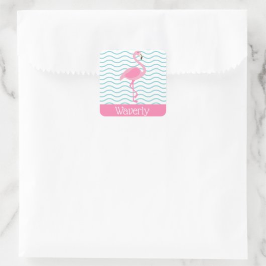 Roze Flamingo gepersonaliseerde Stickers (Tas)